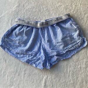 Hollister Blue & White Striped Cotton Sleep Shorts - Medium